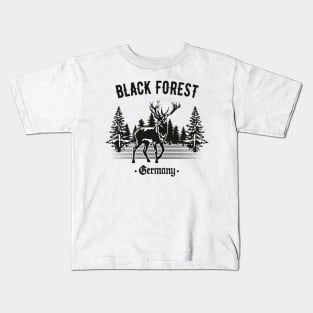 Black Forest Germany Deer with Trees Kids T-Shirt